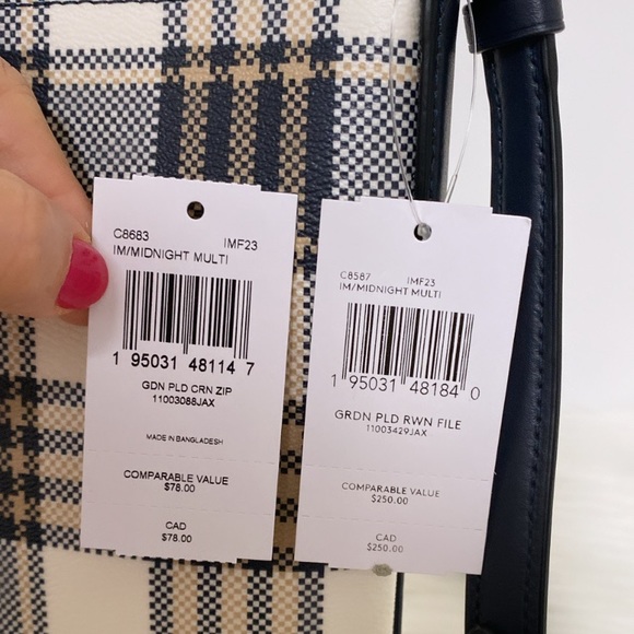 NWT💃Coach Bundle Rowan File Bag With Garden Plaid And Corner Zip Wristlet - Picture 10 of 10